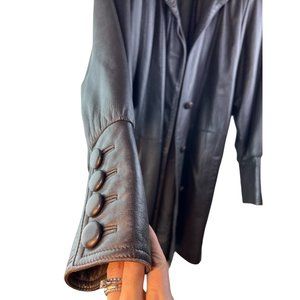 Vintage Leather Dress Black Coat